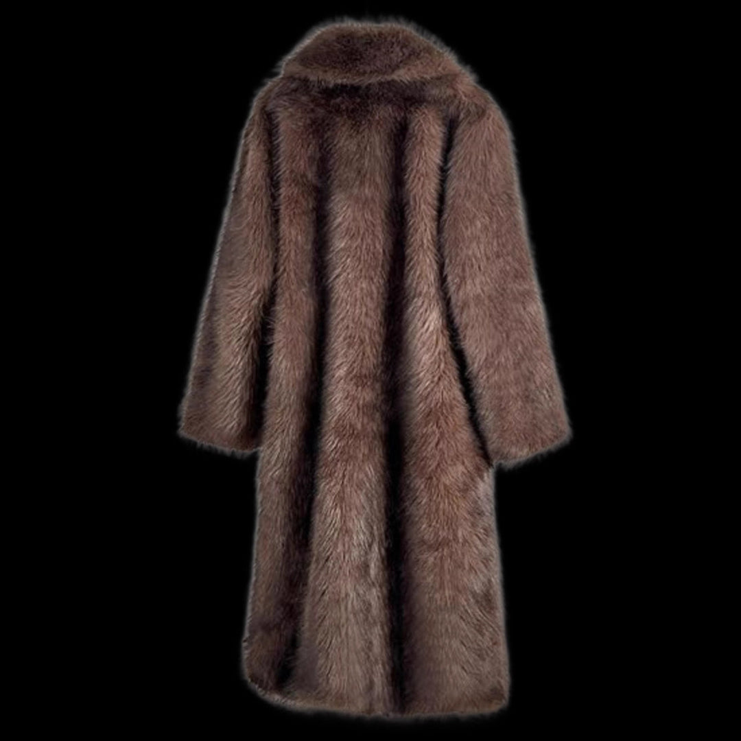 Long faux fur coat in fox fur look