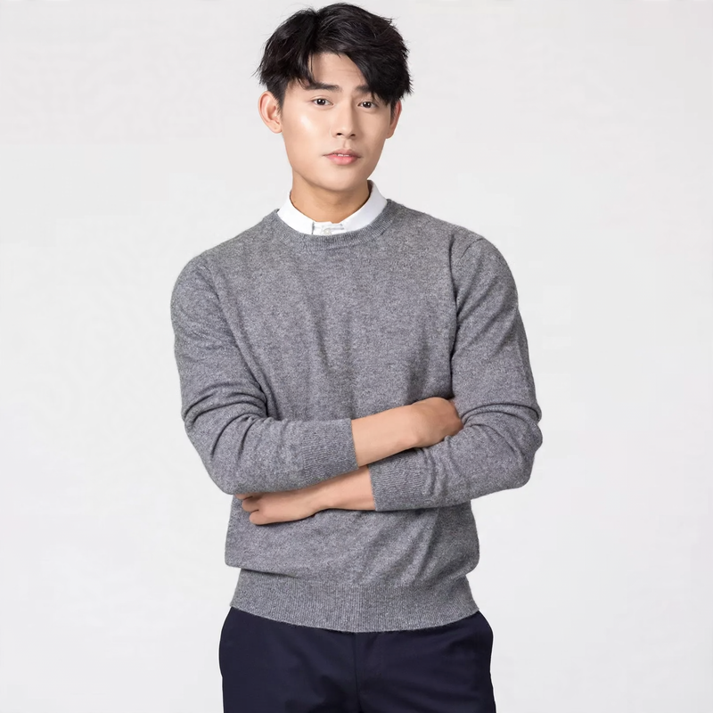 Men's knitted sweater with V-neck