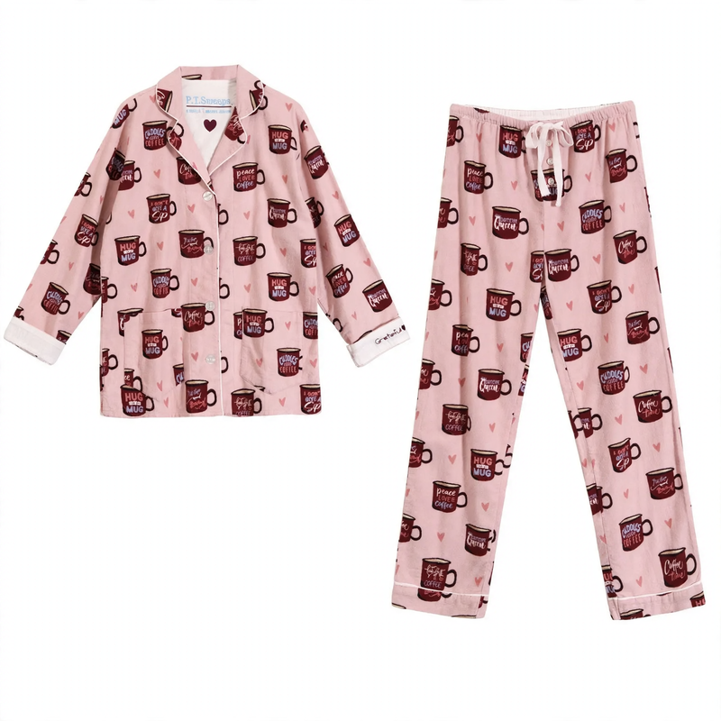 Women's Pajamas, Cotton, brushed on both sides, warm