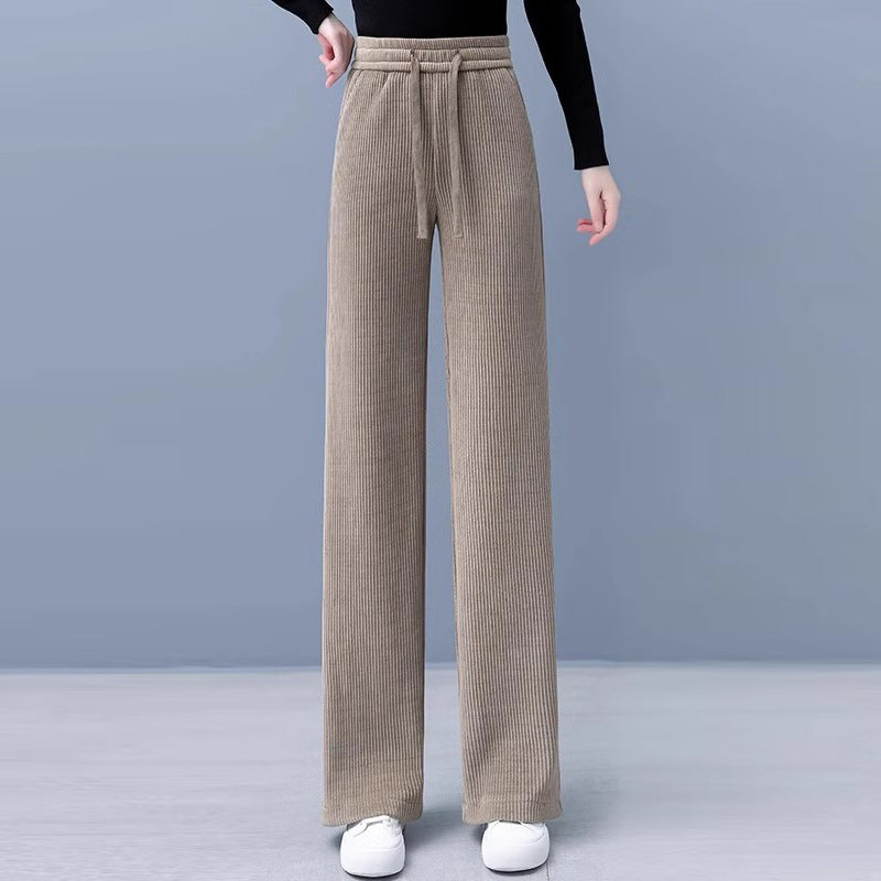 Lined corduroy pants with a wide leg