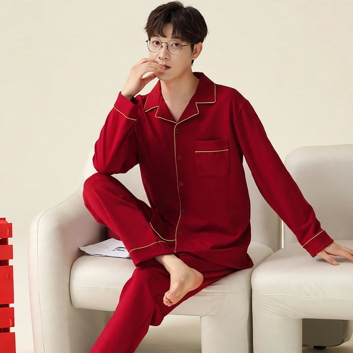 Men's Pajama Set, Cotton, Long Sleeve