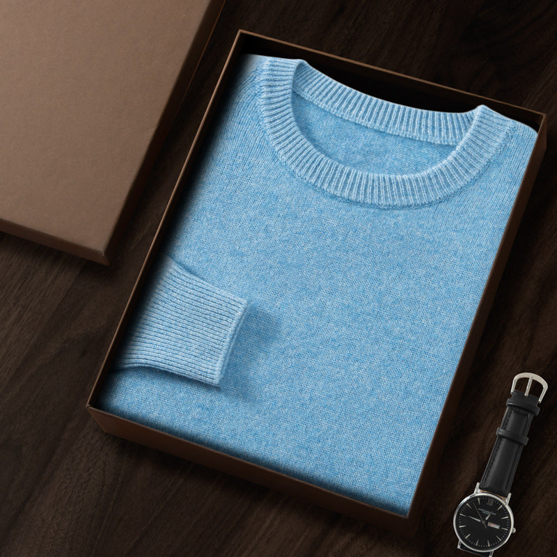 Men's cashmere sweater, round neck or stand-up collar, knitted