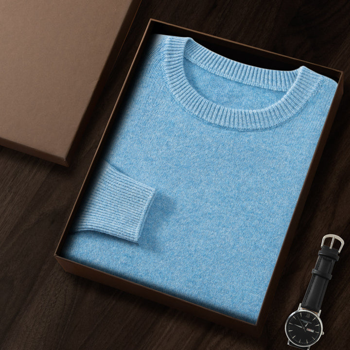 Men's cashmere sweater, round neck or stand-up collar, knitted