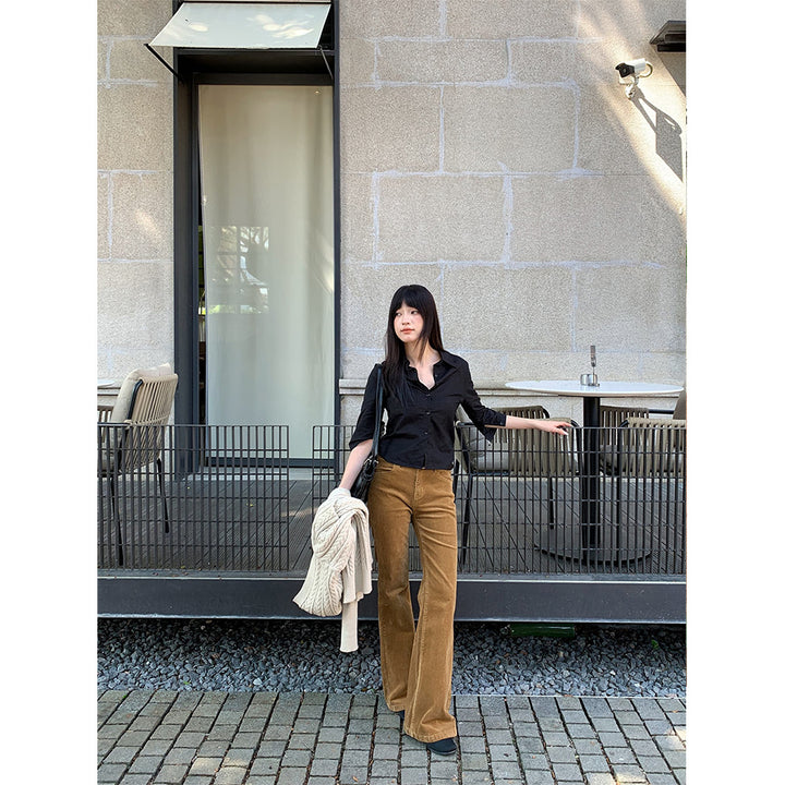 Women's corduroy pants with flared leg