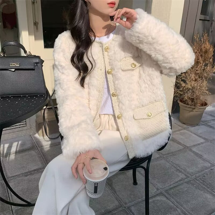 Padded teddy fleece jacket in classic style