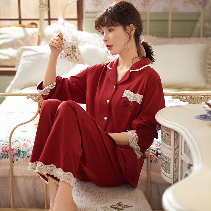 Pair pajama set made of cotton, festive design