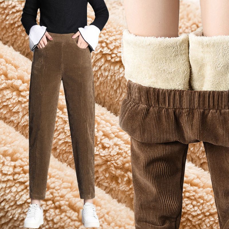 Ladies corduroy trousers, padded, casual fit