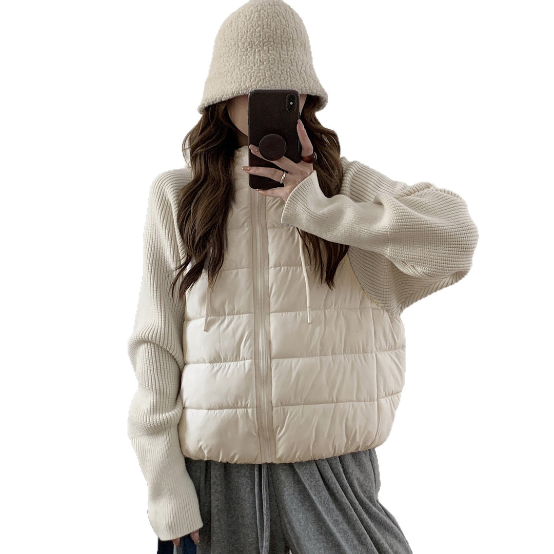 Women's quilted jacket with knit details