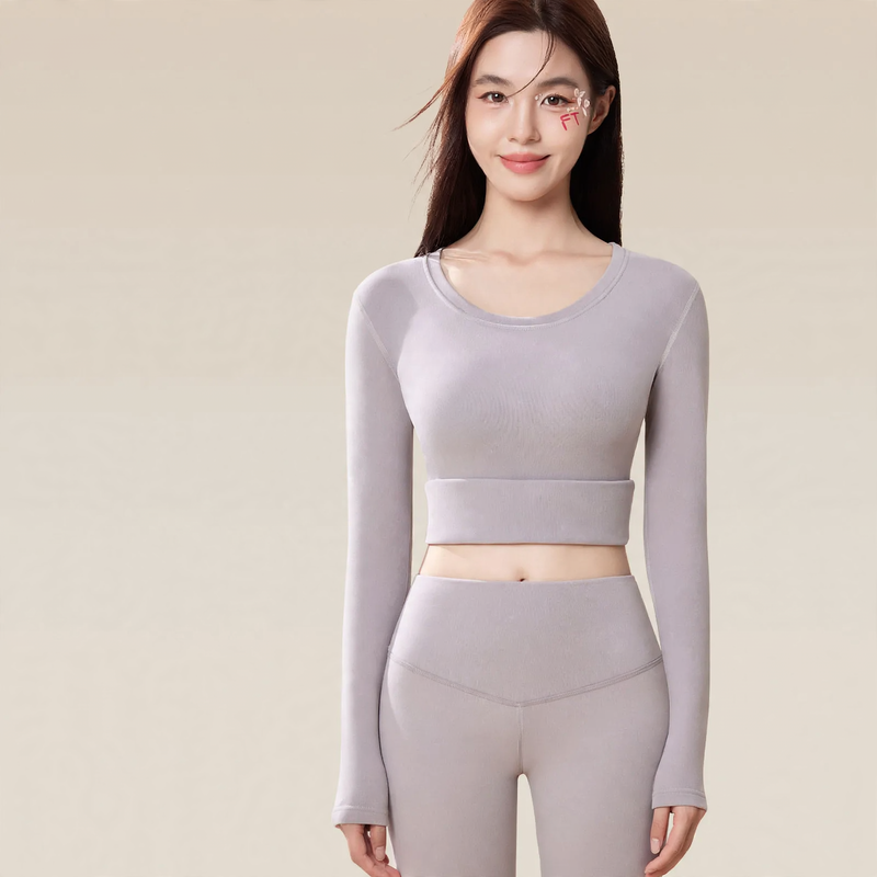 Women's thermal underwear set, elastic, round neck