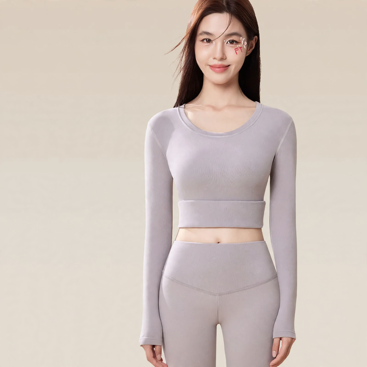 Women's thermal underwear set, elastic, round neck