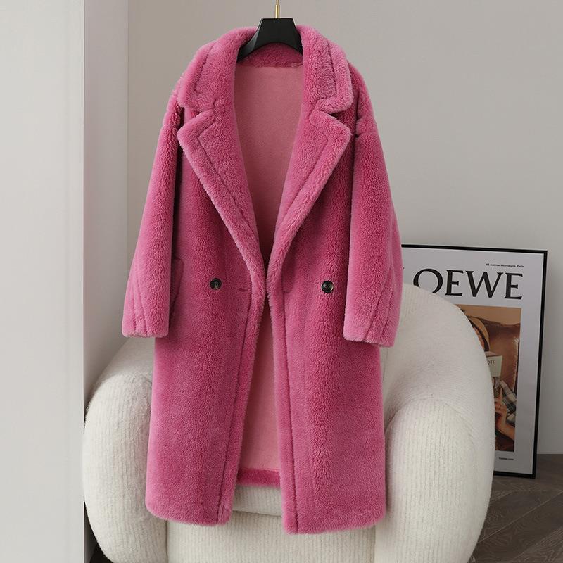 Teddy coat made of virgin wool, mid-length