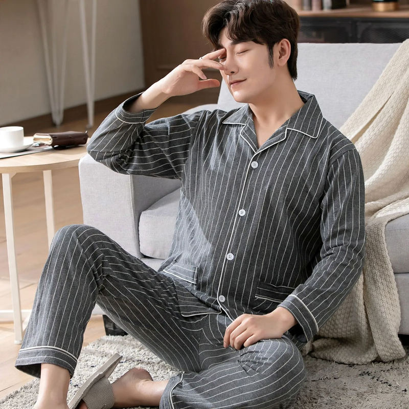 Men's Pajama Set, 100% Cotton, Long Sleeve