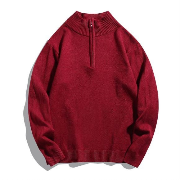 Men's knit sweater with half zipper