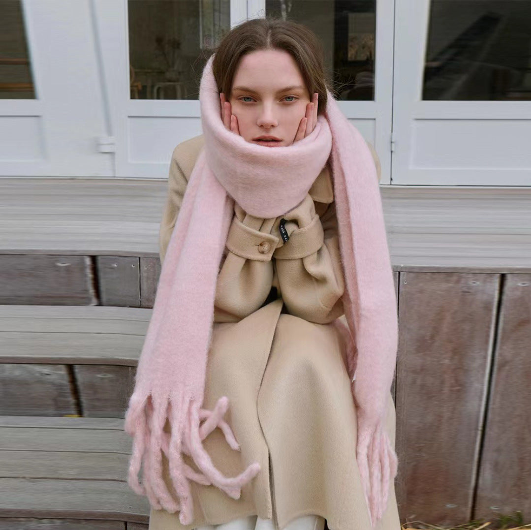 Soft scarf in cashmere look with fringes, 230 cm