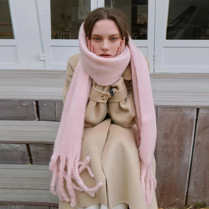 Soft scarf in cashmere look with fringes, 230 cm