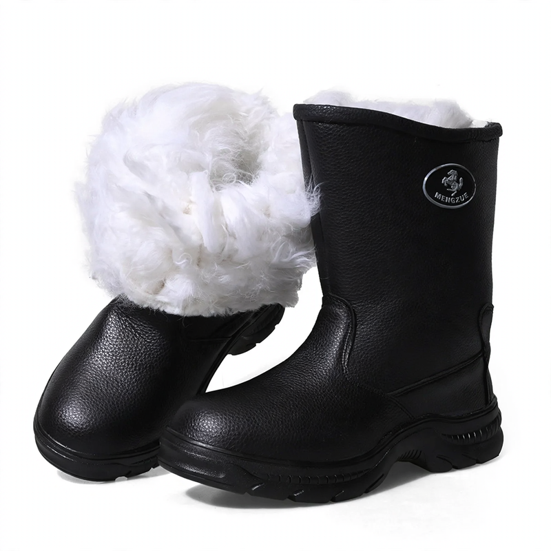 Insulated men's leather winter boots, high