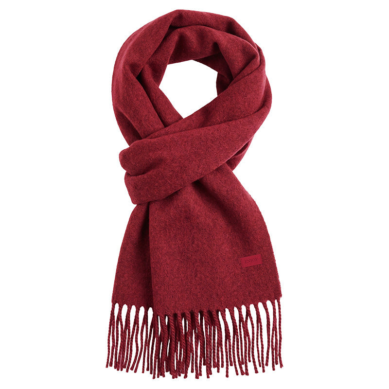 Soft merino wool blend scarf with fringes