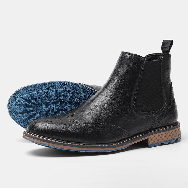 Men's Chelsea Boots, Brogue Design, Breathable