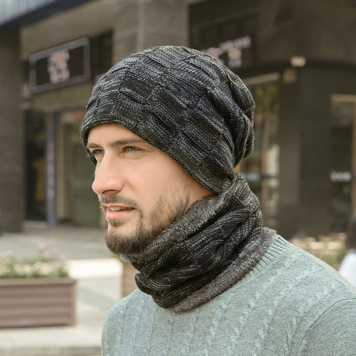 Winter knitted hat and scarf set, lined, 9507
