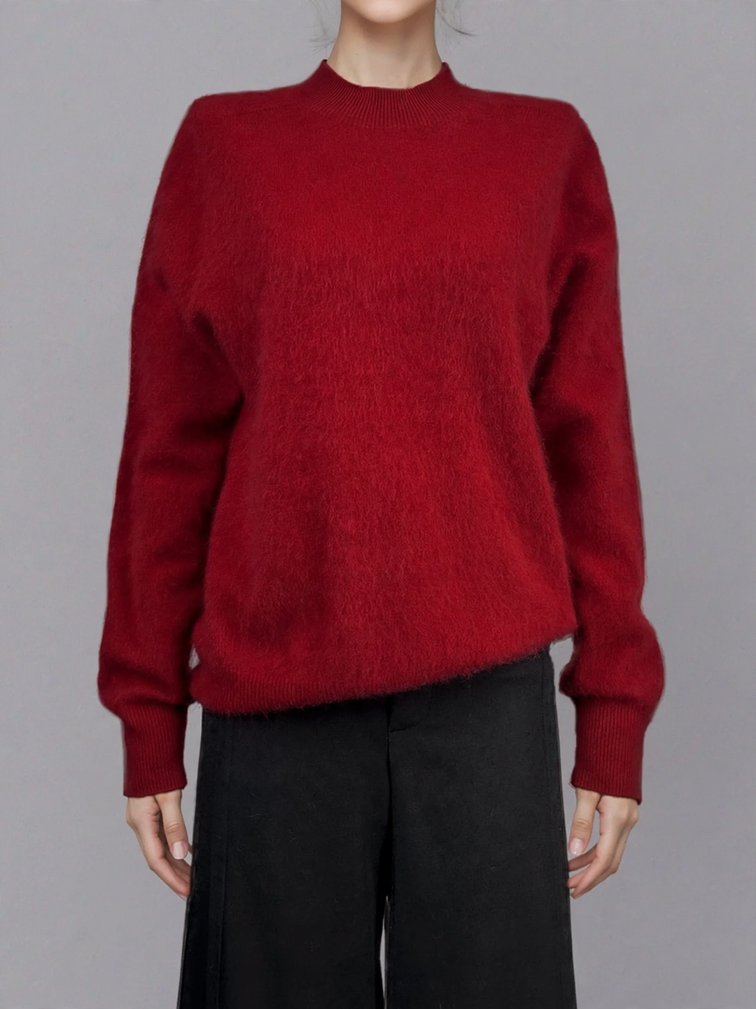 Women's wool sweater, cashmere blend, round neck
