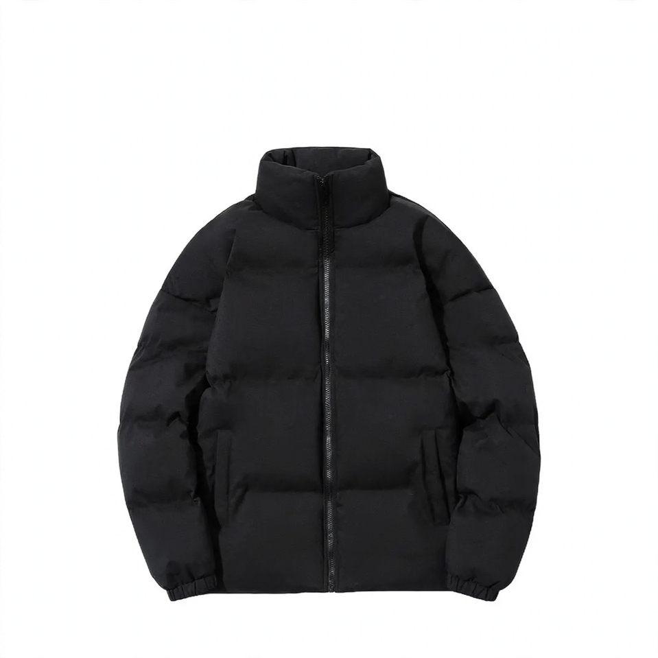 Padded men's quilted jacket with stand-up collar