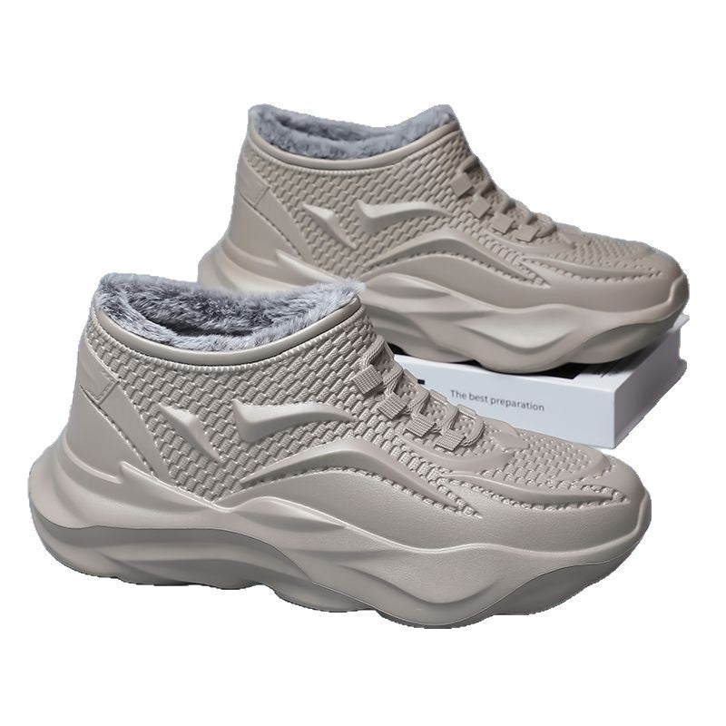 Padded men's winter boots with wedge heel