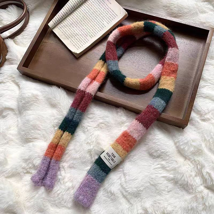 Narrow scarf with color stripes, 170x10cm