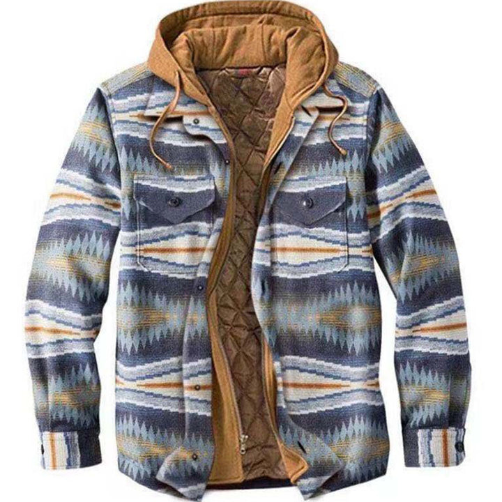 Men's hooded jacket, checked, padded