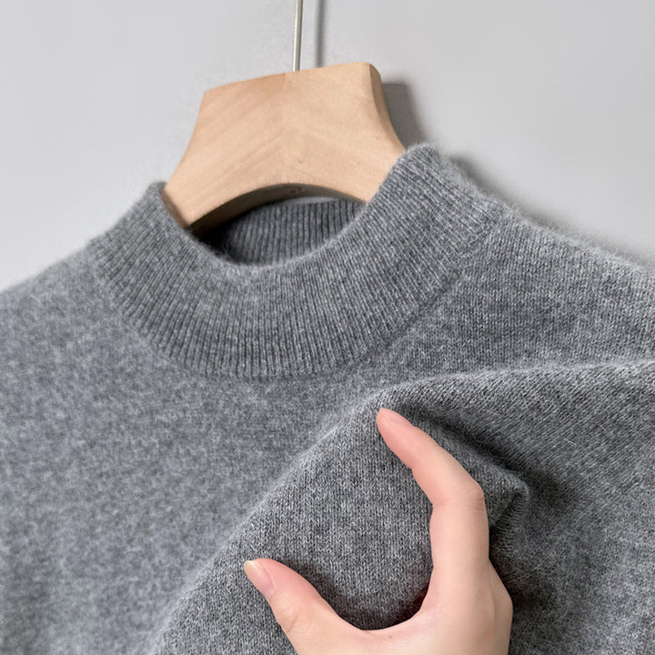 Men's knitted sweater with stand-up collar
