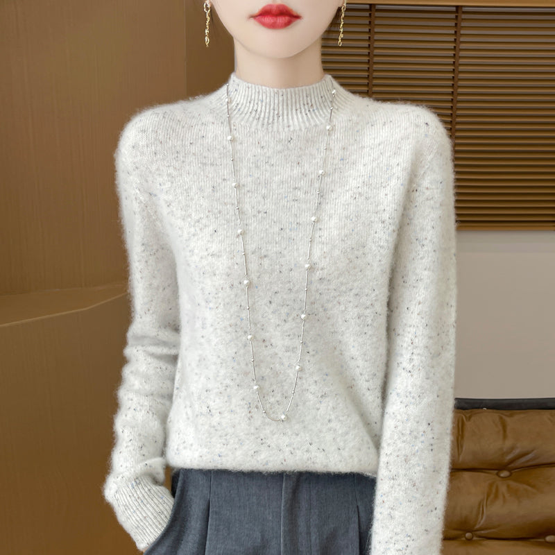 Women’s pullover made of pure wool with stand-up collar