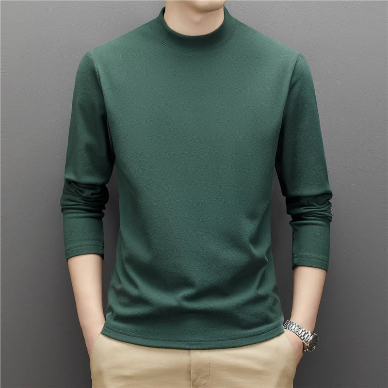 Men's knitted sweater with stand-up collar, warming and elastic