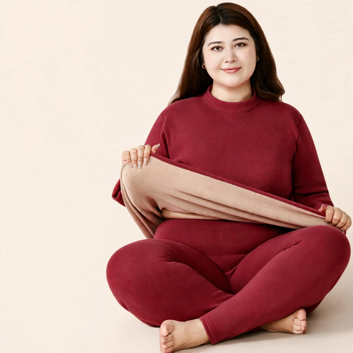 Women's Thermal Underwear Set, Lamb Fleece Imitation, Lined