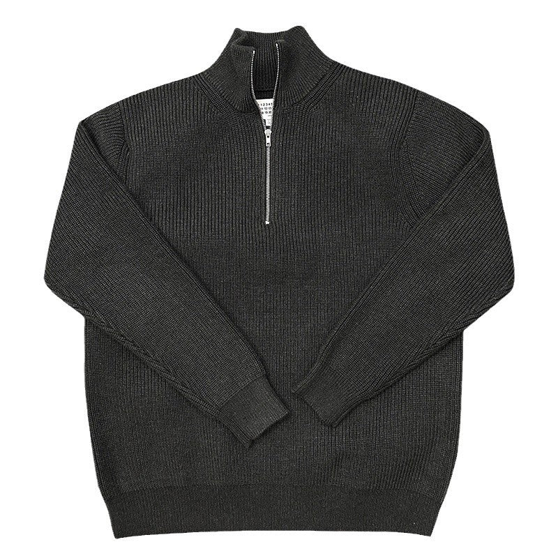 Unisex Knit Sweater, Half-Zip, Wool Blend