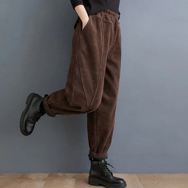 Padded corduroy harem pants, loose fit, women