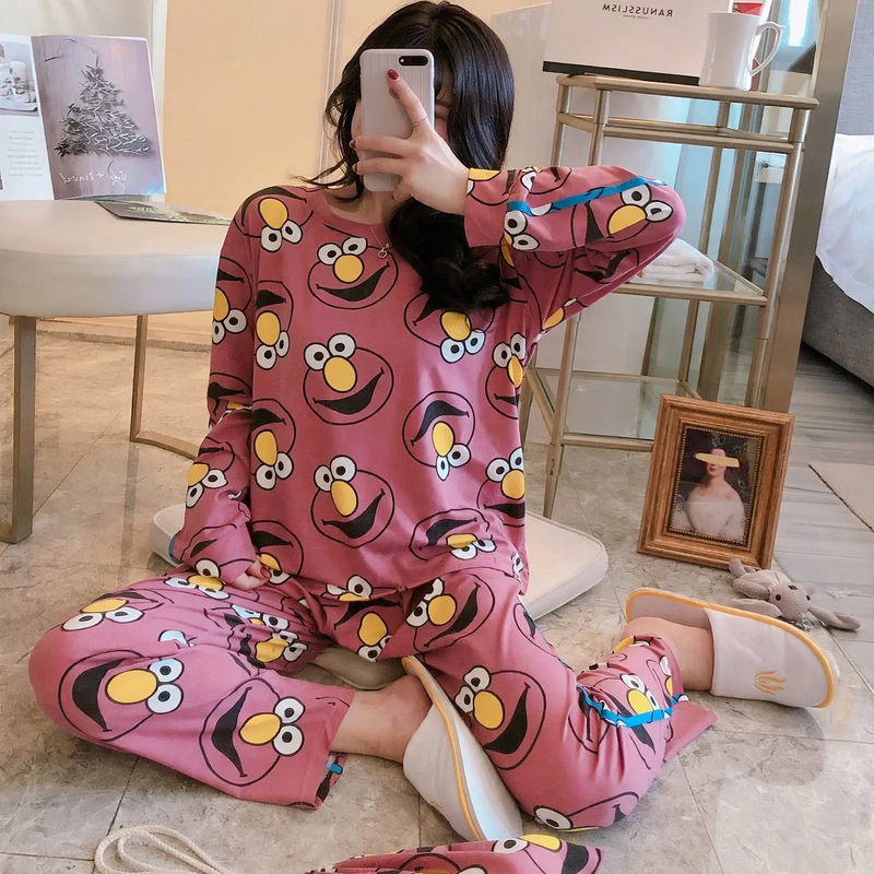 Women's pajamas, long-sleeved, cartoon design