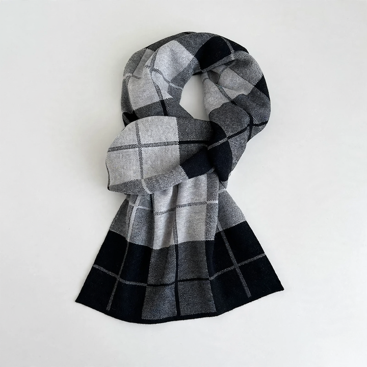 Men's wool scarf, checked, 180 cm