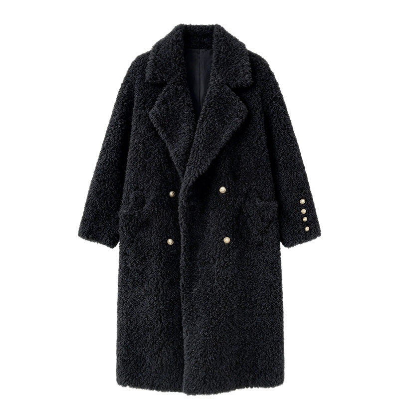 Lambswool coat, long, women's