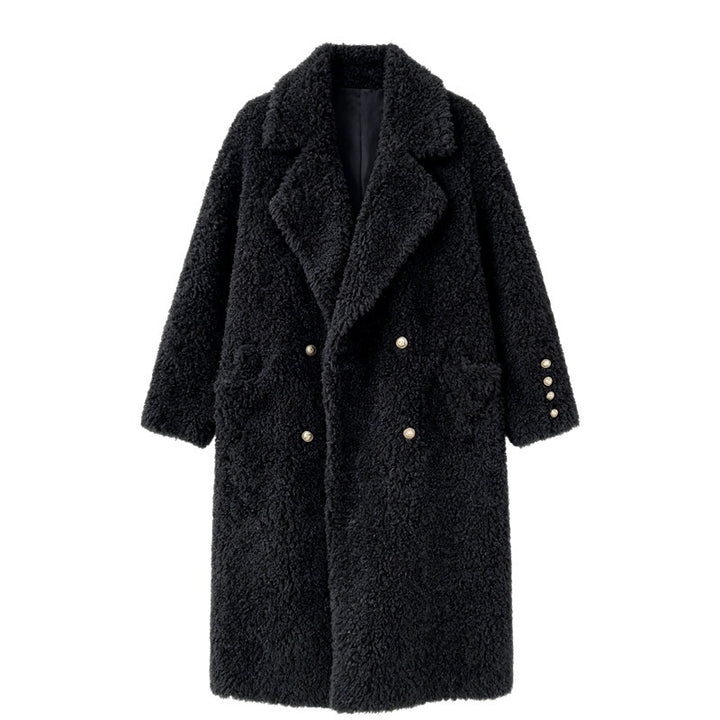 Lambswool coat, long, women's
