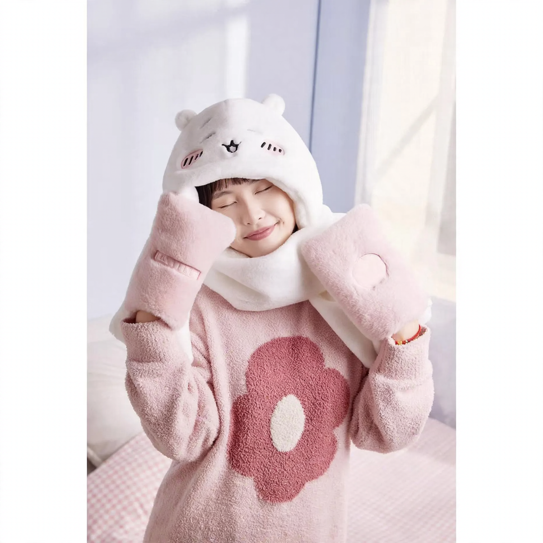Padded winter set with hat, scarf, and gloves