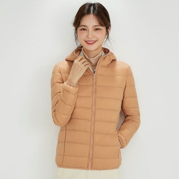 Light down jacket with hood for women