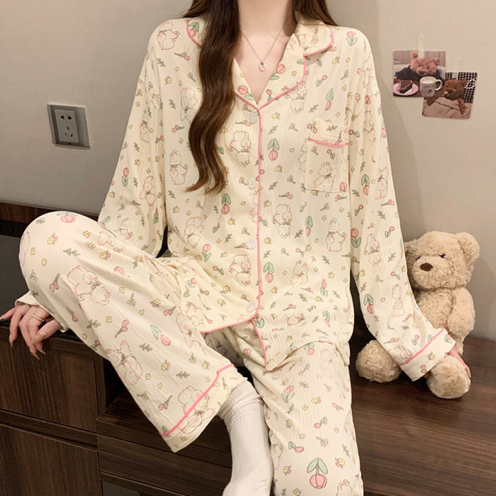 Women’s Pajama Set, long-sleeve, with bow detail