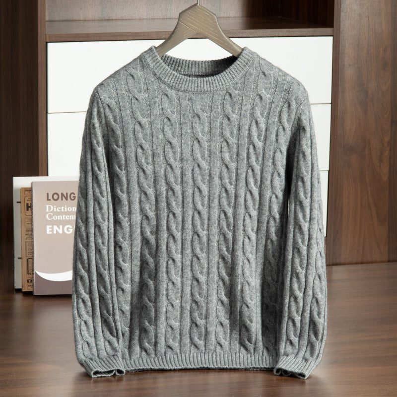 Men's cashmere sweater with stand-up collar and jacquard pattern