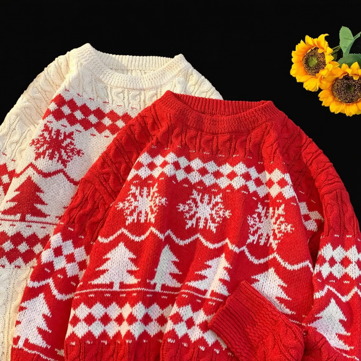 Retro knit sweater in American style
