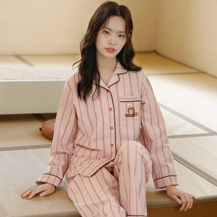 Partner Pajama made of cotton flannel with embroidery