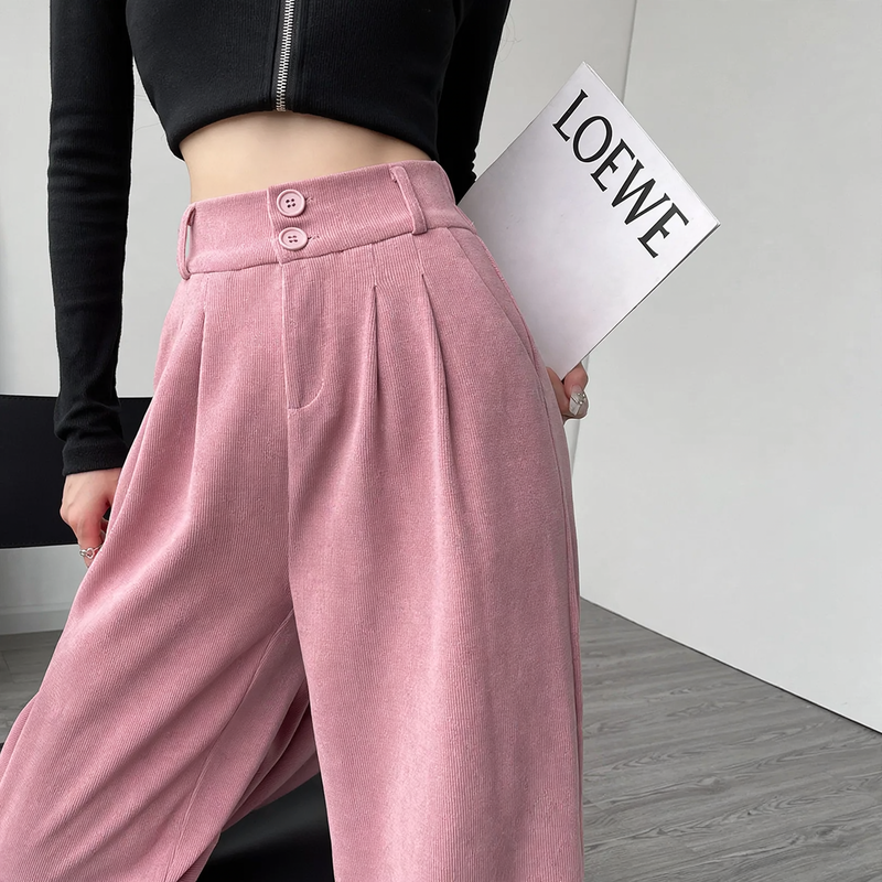 Lined corduroy pants, wide fit