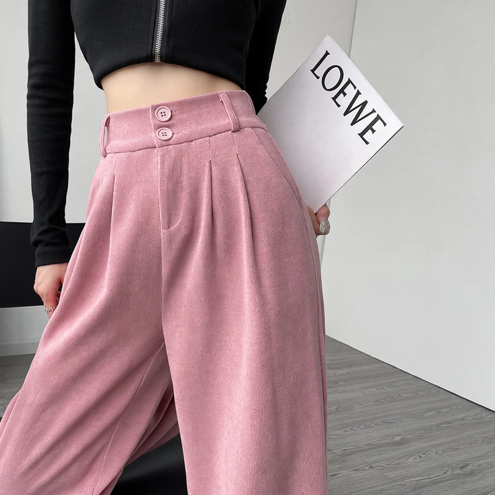 Lined corduroy pants, wide fit