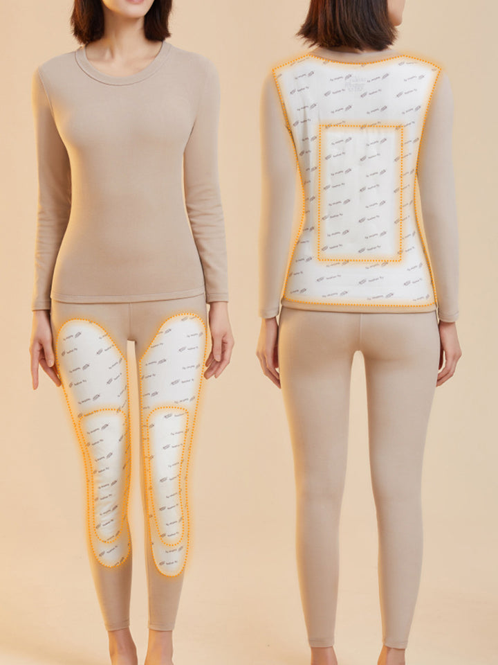 Thermo set with down inserts, warming, elastic