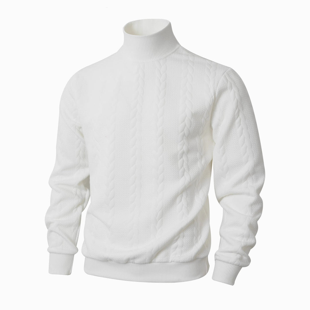 Men's knit sweater with stand-up collar, breathable