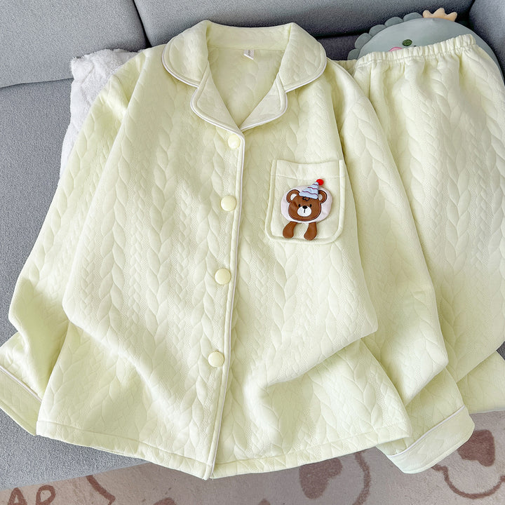 Women’s Pyjama Set with Air Layer Insulation and Cartoon Print