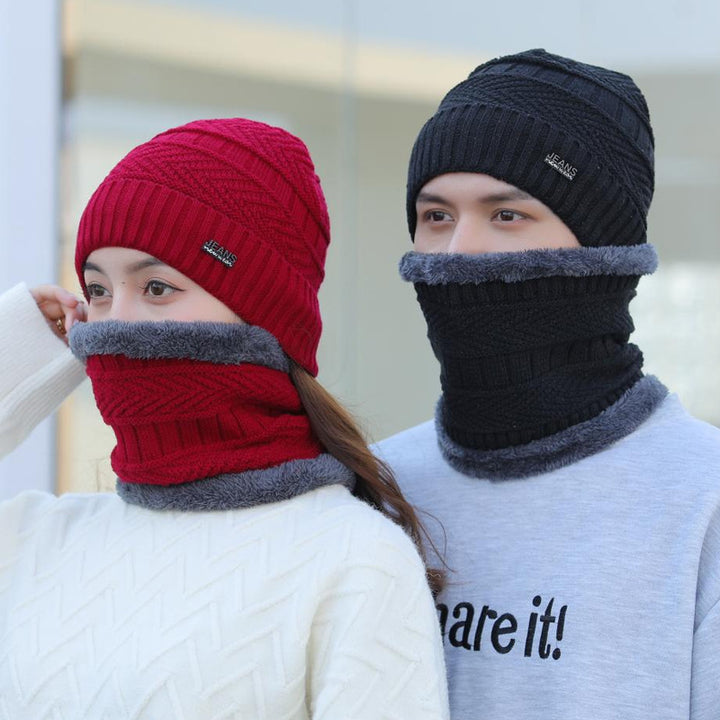Winter knit cap with neck protection, 2-piece set